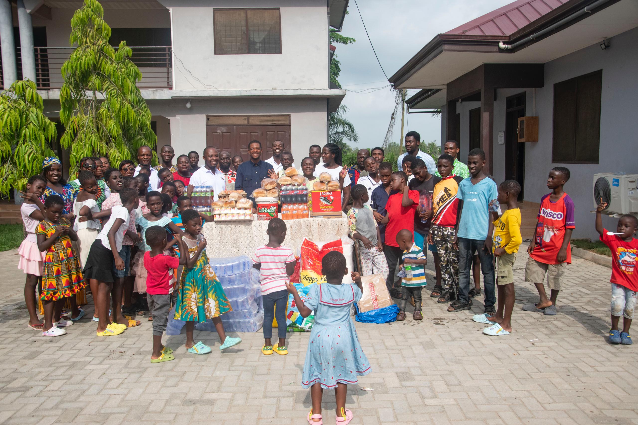 Children at the orphanage with donated supplies