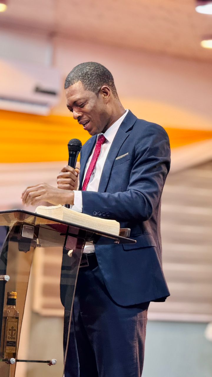 Preaching the Word at the pulpit during a service